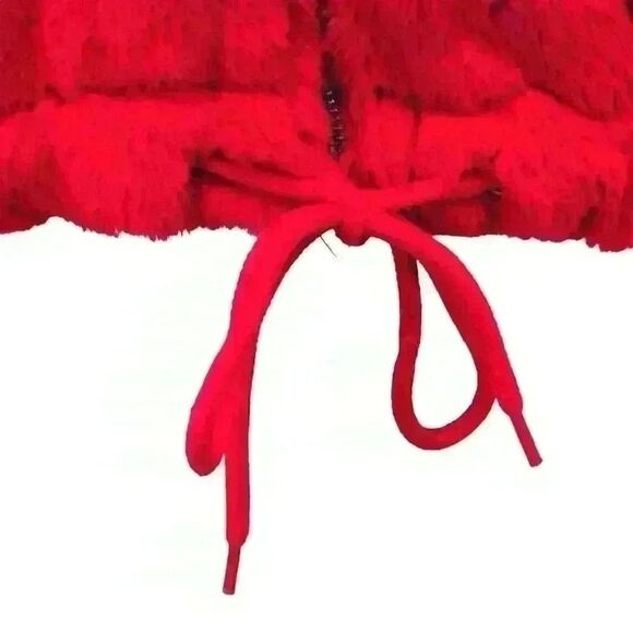 Paper Crane Tomato Red Faux Fur Zip-Up Jacket – Size Medium (Y2K Vibes) - Picture 3 of 9